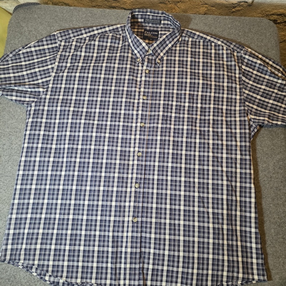 Falcon Bay Classics Short Sleeve Plaid Button-up Pocket Shirt Collared XL 833